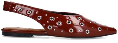 Sacha - Dames - Burgundy leren slingbacks met zilverkleurige studs - Maat 36