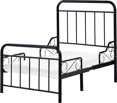 ANAIS - Kinderbed uitschuifbaar - Zwart - 90 x 200 cm - IJzer
