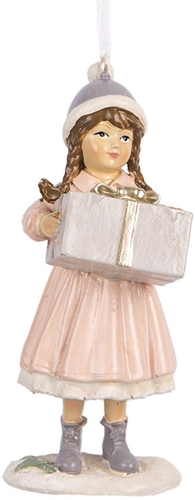 Clayre & Eef Kersthanger Kind 11 cm Roze Kunststof