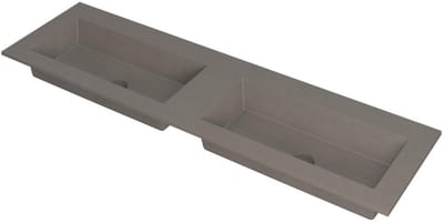 INK Kraft Wastafel Dubbele Bak Zonder Kraangaten - 1600x450x10 mm - Quartz Beton