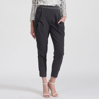 Bi-materiaal taps toelopende broek