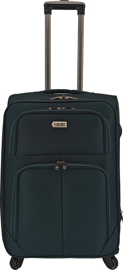 Bagage stoffen koffer 65cm 4 wielen trolley - donker groen