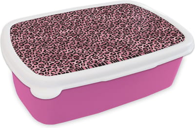 Broodtrommel Roze - Lunchbox Panter - Roze - Dierenprint - Patronen - Brooddoos 18x12x6 cm - Brood lunch box - Broodtrommels voor kinderen en volwassenen