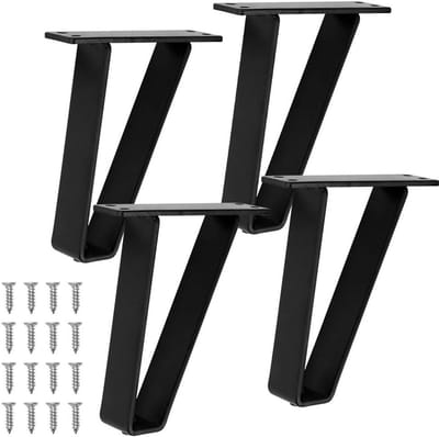 Metalen tafelpoten - Meubelpoten kastpoten - Meubels upgraden - Met vloerbeschermers - 17 cm - Zwart