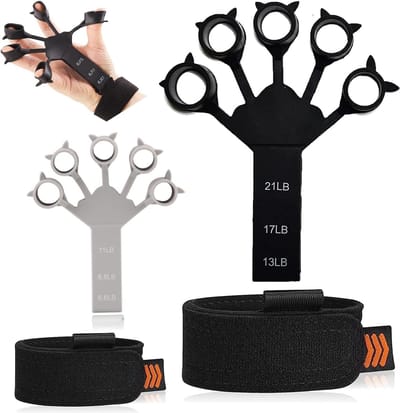 Vingertrainer Handtrainer Onderarmtrainer Greepsterkte Siliconen Grijpster 6 weerstandsniveaus voor verlichting van verschillende handpijn Krachttraining (2 stuks)