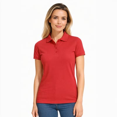 Slim Fit Dames Poloshirt - Rood - Shirt - T-shirt - Polo - Getailleerd