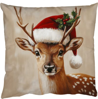 Sierkussens - Kussentjes Woonkamer - 50x50 cm - Kerst - Hert - Gewei - Rood