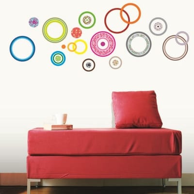 Decoratieve muurstickers, zelfklevend, veelkleurig cirkelontwerp