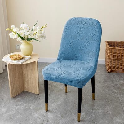 Dikke Jacquard Stoelhoezen Gebogen Stretch Stoel Zitting Hoes Voor Bruiloft Eetkamer Kantoor Stoelhoezen Banket Hoes 1st 1-Pcs blauw