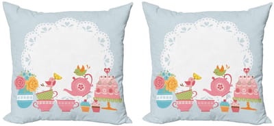 ABAKUHAUS Thee-Party kussenhoes set – 2x40x40 cm – dubbelzijdig bedrukt