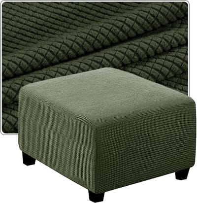 Ottoman Hoes - Poef Cover Voetenbank - Meubels Beschermen - Super Stretch Stof - 100x100cm - Legergroen