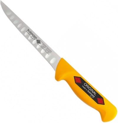 Eikaso Solingen 16 cm Uitbeenmes met Kuilen – Stijf Lemmet – Ergonomisch Geel Handvat