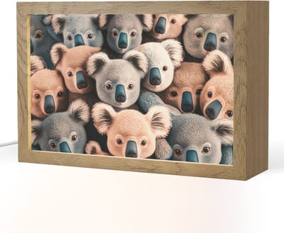 Nachtlampje 30x20 cm - Kinder lampje - Koala - Dieren - Patronen - Grijs - Bruin - Kinderen - Tafellamp kinderkamer - Slaapkamer lamp - Bedlamp kinderen - Kinderlampje stopcontact - Wandlamp babykamer - Nachtlampjes