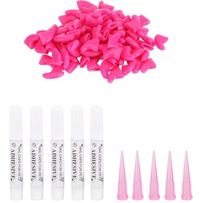100PCS Durable Animal Chat Doux PVC Couvre-Ongles Patte Griffe Capuchon Enveloppe Accessoire de Toilettage (Rouge Rose XS) XS