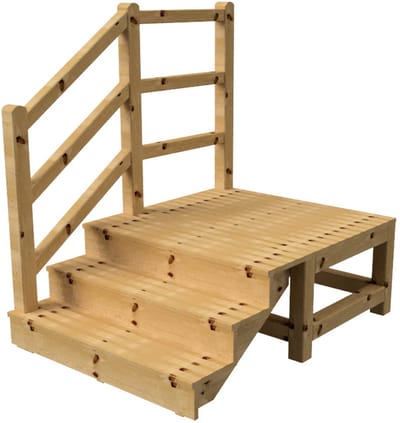 MILANO buitentrap 3 gesloten treden H54 cm - bordes L116 x B120 cm - trapleuning links - bordesleuning links