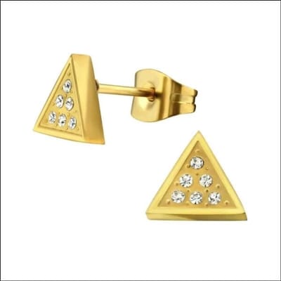 Aramat Jewels | Oorbellen | RVS Open Driehoek Oorbellen Diverse Kleuren 10mm - Geometrische Oorstekers | zirkonia-Goudkleurig-8mm | |9mm | Staal | Kinderen, Volwassenen | Verkleurd niet
