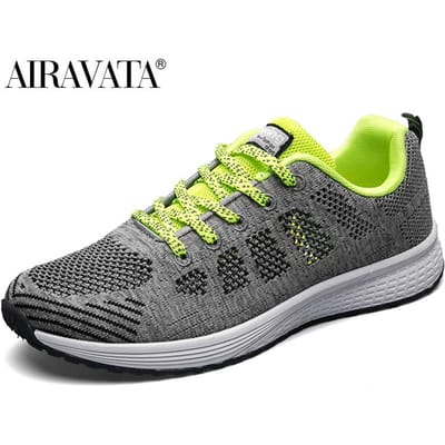 Heren Dames Licht ademend effen kleur Hardlopen paar sportschoenen maat 35-44 43 groen/grijs