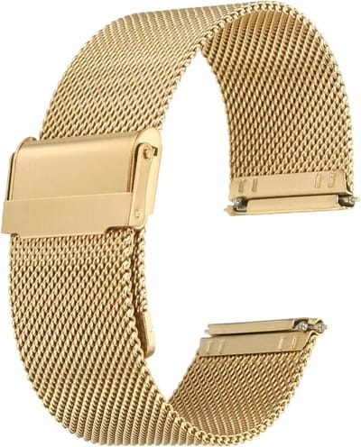 Dailygoods - 24mm 316L Horlogeband met Snelle Bevestiging - Verstelbare Metalen Armband Goudkleurig