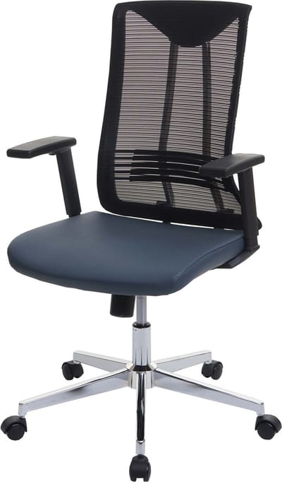 Bureaustoel MCW-J53, bureaustoel ergonomisch kunstleder ~ blauw-grijs