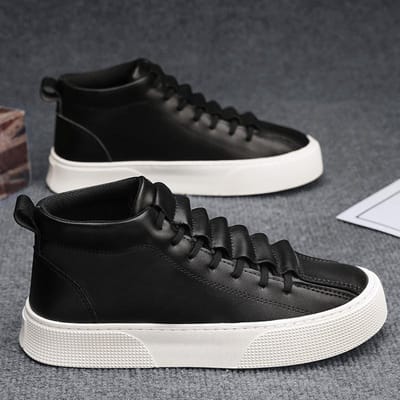 Heren Schoenen Lente Nieuwe High-top Casual Witte Schoenen Trendy Veelzijdig Slijtvast Sportschoenen High-end Trendy Trendy Schoenen 44 black