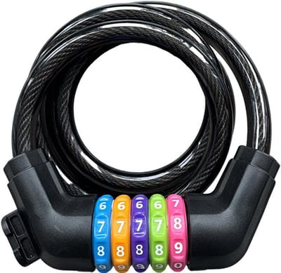 Fietsslot met cijfers voor kinderen (10 mm x 1,2 m), antidiefstalkabelslot met codecombinatie, fietscombinatieslot voor meisjes en jongens, fietsaccessoires, kinderfietsslot (zwart)