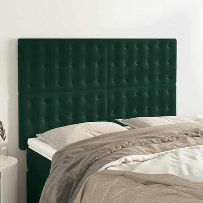 vidaXL - Hoofdbord - donkergroen - 144x5x118/128 - cm - fluweel