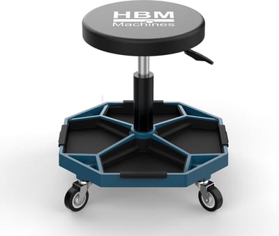 HBM pneumatische stoel met 4 uitneembare trays, verrijdbaar, verstelbaar, 136 kg draagvermogen, 4 wielen