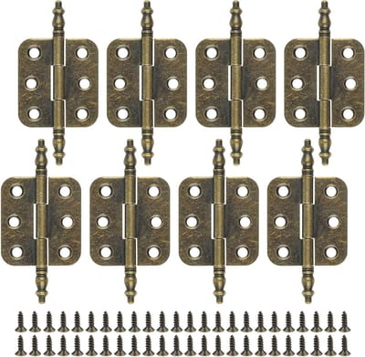 Decoratieve Scharnieren Set van 8 Stuks, Retro Vouwscharnieren 70x34mm voor Houten Dozen, Inclusief 48 Schroeven voor Sieraden en Meubels