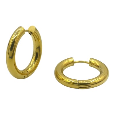 Goldplated stalen dames oorringen - Ø 25 mm - Verguld staal - Hypoallergene oorbellen - Goudkleurig