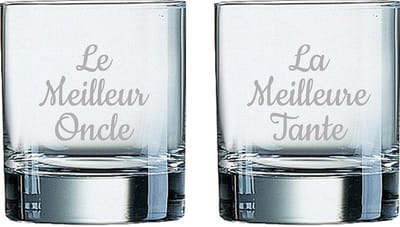 Whiskeyglas gegraveerd - 20cl - Le Meilleur Oncle & La Meilleure Tante