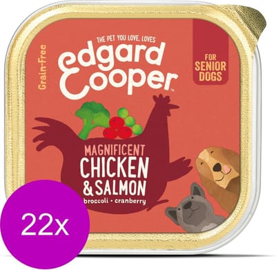 Edgard & Cooper Kuipje Chicken Salmon Senior - Hondenvoer - 22 x Kip Zalm Broccoli 150 g Graanvrij