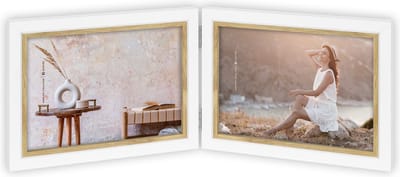 ZEP - Duo Houten fotolijst wit/bruin Ayas 2H voor 2 foto's 10x15 - CV964