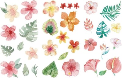 Stickerset Bloemen Watercolor Flowers -2- - Sticker bloem - 3 vellen - Flower stickers