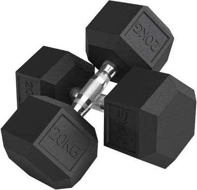 Kurzhanteln - 2 x 20 kg - Gekartelde Gietijzeren Dumbbells - Krachttraining - Gietijzer - Zwart
