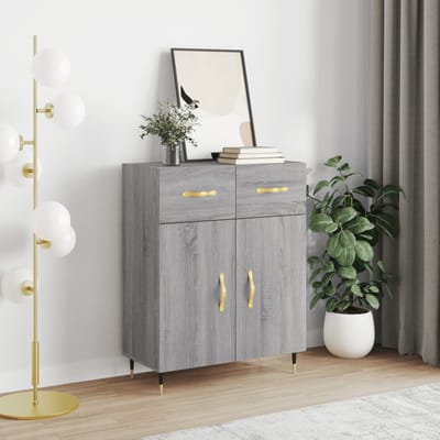 vidaXL - Dressoir - 69,5x34x90 - cm - bewerkt - hout - grijs - sonoma - eikenkleurig