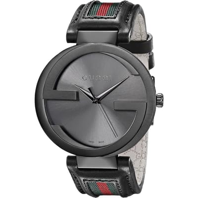 Gucci YA133206 In elkaar grijpende 42mm Rood en Groen Patroon Strap Unisex horloge