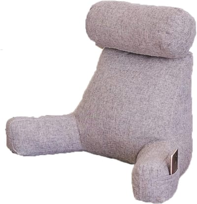 Leeskussen Bed - Rugsteun Kussen - Comfortabel Lezen - Met Nekrol - Lichtgrijs
