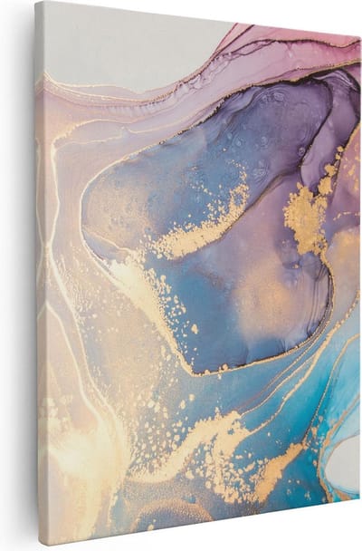 Artaza Canvas Schilderij Marmer Abstract - 40x50 cm - Muurdecoratie Goud - Wanddecoratie Woonkamer - Kamer Accessoires Geometrisch