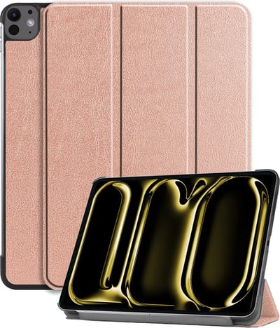 Hoes - Geschikt voor Apple iPad Pro (2024/2025) - 11 inch - Dun & Stevig - Trifold Bookcase - Hard Cover - Hardcover Book Case - Tablet Hoesje - Rosé goud