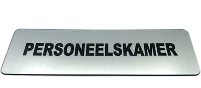 Deurbordje met tekst Personeelskamer incl. 3M-tape plakstrip - Namengigant Deur Tekstbordje - Deur - incl. 3M-tape plakstrip - Bordje - RVS Look - 150 mm x 50 mm x 1,6 mm - 5 jaar Garantie