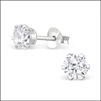Aramat Jewels | Oorbellen | 925 Zilveren Zirkonia Oorbellen Rond 4-8mm - Sprankelende Oorstekers | 5mm / Crystal | | | Zilver | Kinderen, Volwassenen | Verkleurd niet