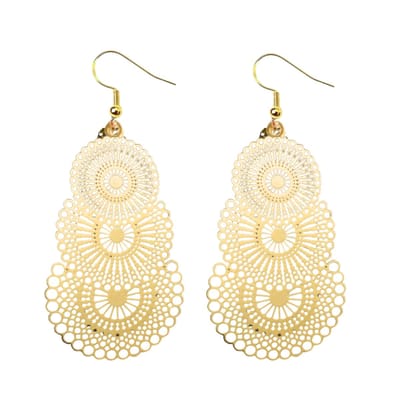 Zilveren oorbellen- Chakira -goudkleur -filigraan- Charme Bijoux