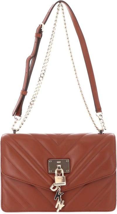 DKNY Leren Schoudertas Elissa Shoulder Bag Caramel Bruine
