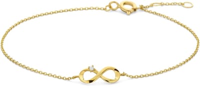 New Bling 9NBG-0811 14 Karaat Gouden Armband Infinity met Zirkonia - Verstelbaar 18-20 cm