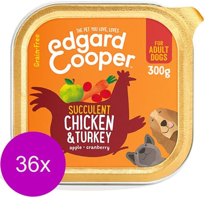 36x Edgard & Cooper Kuipje Honden Natvoer Kip - Kalkoen 300 gr