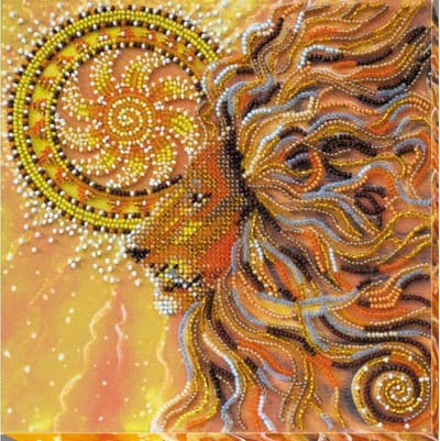 borduurpakket met parels - SUNNY LION - ZONNELEEUW - ABRIS ART kralenpakket