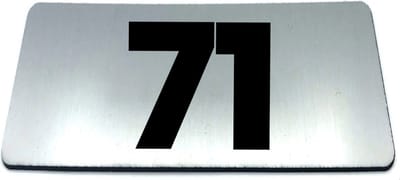 Nummerplaatje 71 - 80 x 50 x 1,6 mm - RVS-look geborsteld - Incl. 3M-tape | Nummerbordje - Deur en kamernummer - brievenbusnummers - Gratis verzending - 5 jaar garantie | Gratis Verzending