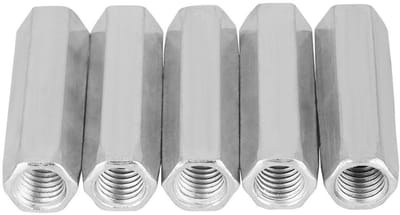 Dailygoods- Zeskantmoer M10 x 50 - Lange Stang - Koppelingsmoer - Schroefdraadbevestigingen - Verzonken Koolstofstaal - 5 Stuks - Moeren