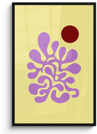 Poster in lijst - Fotolijst 80x120 cm - Posters - Koraal - Cirkel - Abstract - Geel - Posterlijst zwart - Decoratie - Wanddecoratie woonkamer - Muurdecoratie slaapkamer