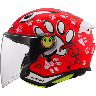 LS2 OF622 Funny II Paws Rood Kinder Jethelm - Helm